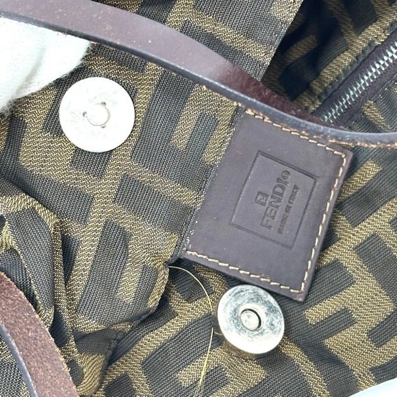 FENDI Zucca pattern Logo Hardware Hand Bag, All-Over Print Shoulder Bag Tote Bag - Picture 9 of 16